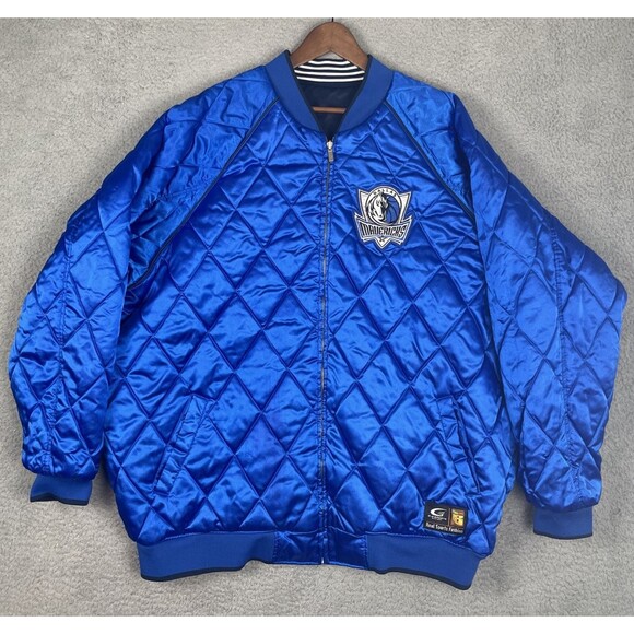 Vintage G-III Dallas Mavericks Reversible Quilt Varsity Jacket Mens 3XL Blue Y2K